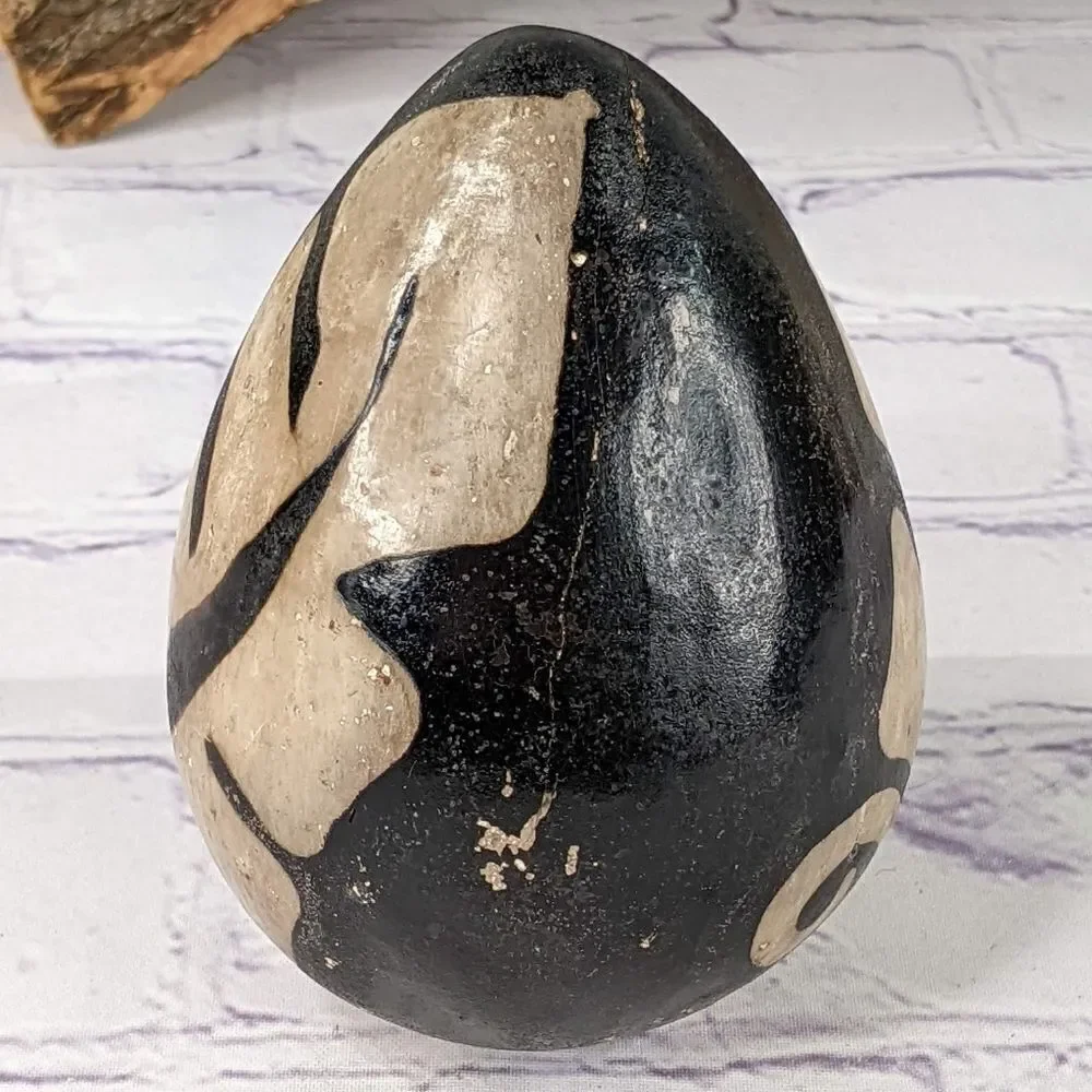 Vintage Peruvian Chulucanas Pottery Egg From Peru